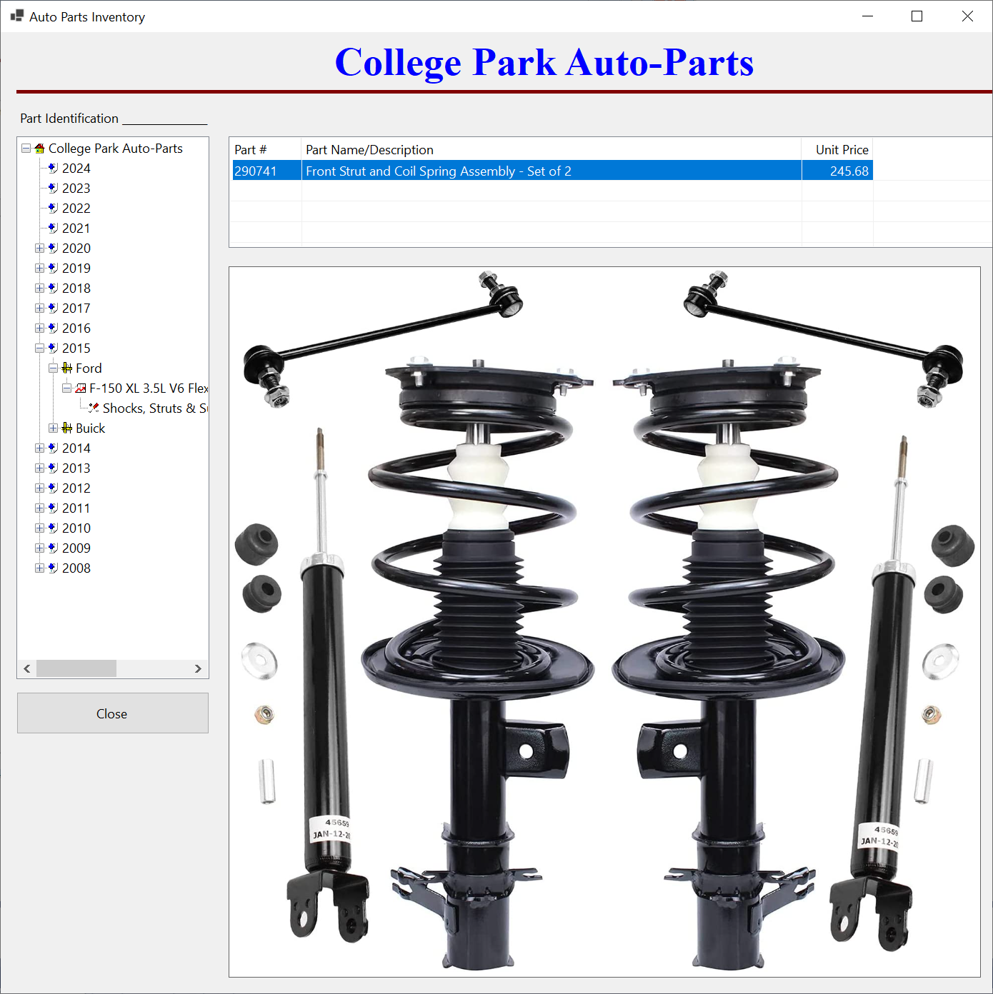 College Park Auto-Parts - Parts Inventory