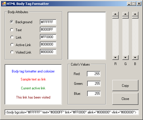 Body Tag Formatter - Vertical Scroll Bars