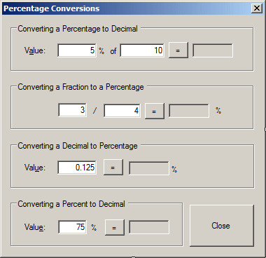 Percentation Conversion