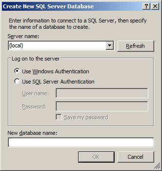 Create New SQL Server Database