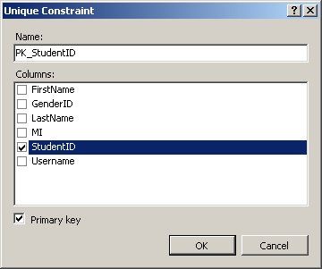 Primary Key Unique Constraint