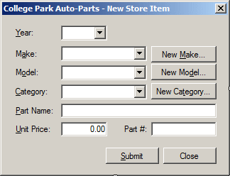 College Park Auto Parts - Form Design