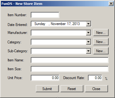 FunDS: New Store Item