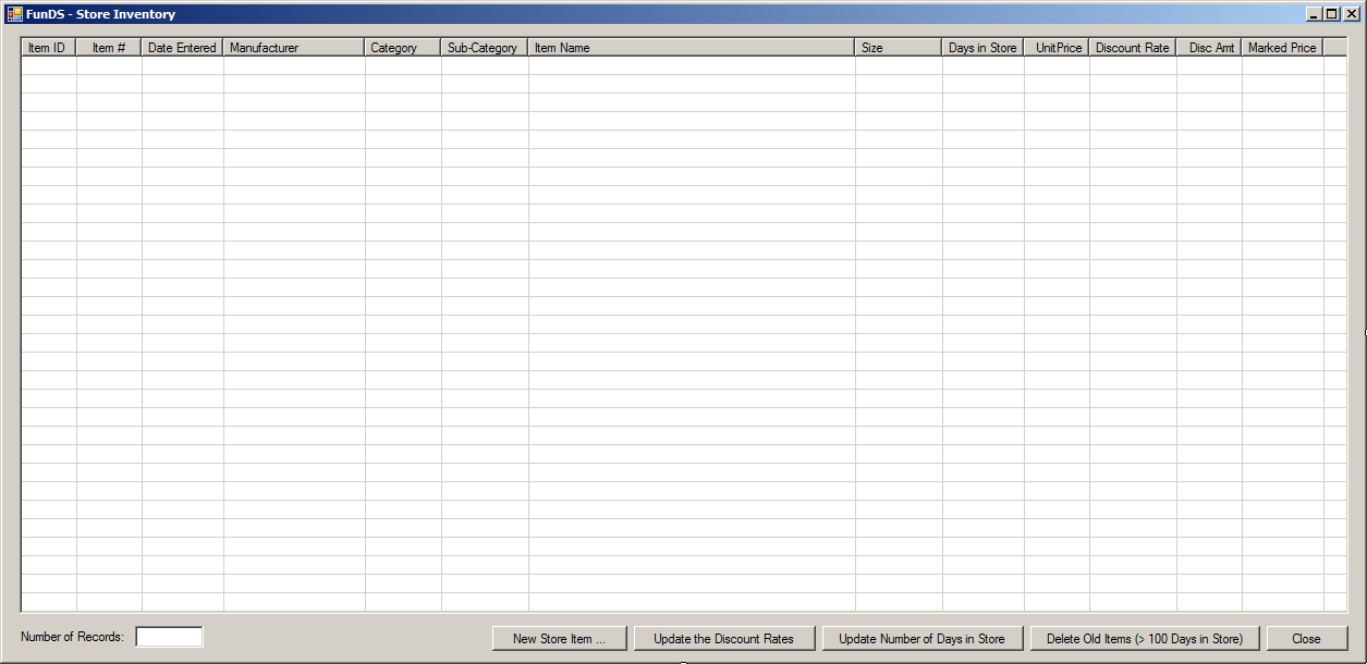 FunDS: Store Inventory