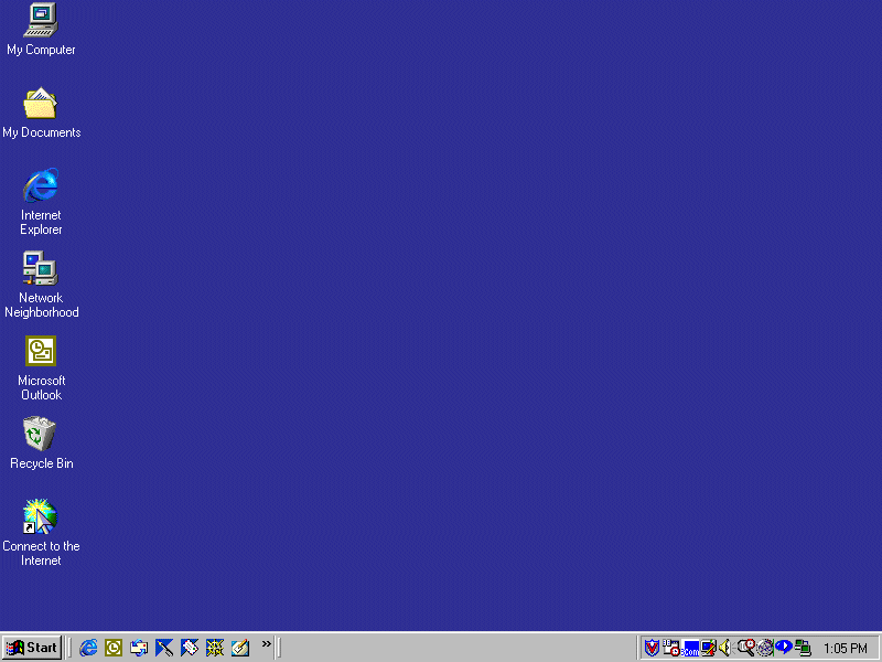 This is the Microsoft Windows 98 Desktop