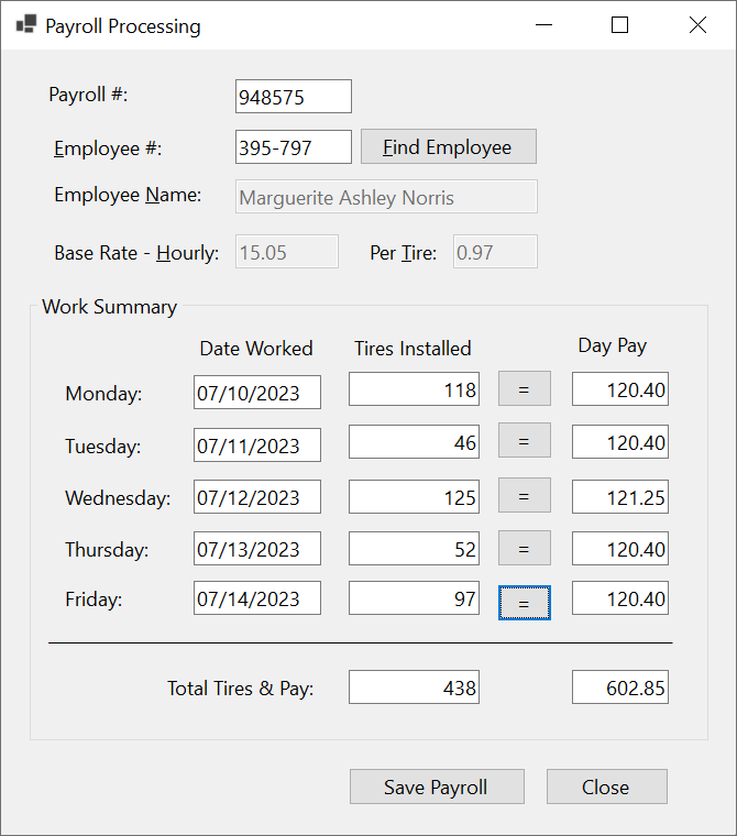 Awesome Tires - Payroll Preparation